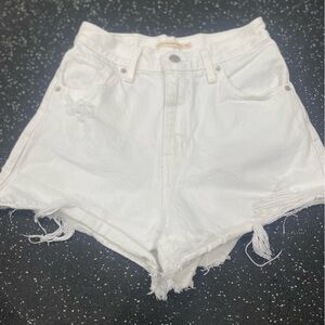 Levi's White Distressed Women Shorts